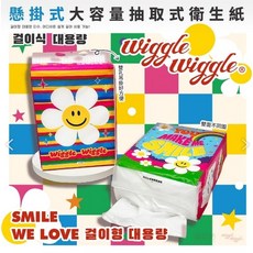 Wiggle Wiggle 懸掛式抽取衛生紙 大容量 可愛花朵圖案 柔韌親膚, 1個, 320個裝, 30g