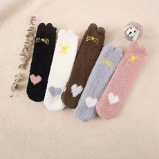 투니스 여성 기모 퍼 러브 플로어 양말 5개입