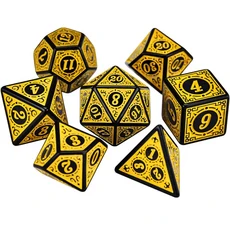 더블 컬러 다면체 게임 위 RPG 던전 및 DND D20 D12 D10 D8 D6 D4 테이블 게임용 7 개, style1-yellow