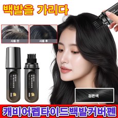 1+1/캐비어 펩타이드 백발커버 헤어스틱 퀵커버 염색펜, 1개, 검은색