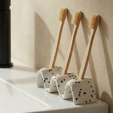 무드릭스 릭스 세라믹 웨이브 칫솔꽂이, 3구 오레오, 1개
