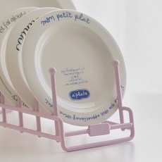 인테리어 철재 접시 정리대 실리콘 코팅 그릇 도마 쟁반 꽂이 거치대 주방정리, 핑크, 1개