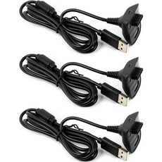 Xbox 360 및 슬림 무선 게임 컨트롤러용 화이트닝 3pcs USB 케이블 6FT, 화이트인 3개 USB 케이블 Xbox 360 슬림 무선, 화이트인