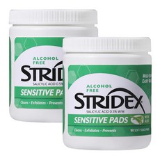 스트라이덱스 센스티브 패드 90매x2통 핌플 모공 각질 블랙헤드 피지제거 클렌징티슈, 90매입, 2개
