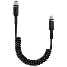 ANNIBER PD 60W C to C타입 코일 스프링 초고속 충전 케이블 차량용 케이블 보조배터리 케이블, 블랙, 1개, 1.2m