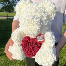 기념일 선물 귀여운 곰돌이인형 프로포즈 다이아 반지, DSAM 곰돌이 꽃(40cm레드)_다이아 반지