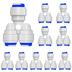 10PCS RO 워터 호스 연결 스트레이트 엘보 티 1/4 인치커플 링 플라스틱 퀵 파이프 피팅 역삼투 커넥터, 03 Y 1I4 to 1I4, 01 빠른