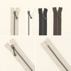 소잉데일리]YKK 앤틱 지퍼 25cm 4종 금속, 02)베이지 40378, 1개