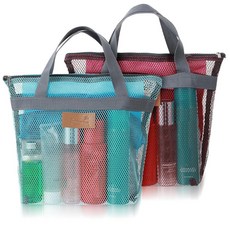 Classicseali 캠핑용 샤워 캐디 2개 30.5 x 30.5cm12 x 12인치 빠른 건조 휴대용 메시 샤워 백 지퍼 포함 여행 체육관 수영 캠핑 대학 기숙, Classicseali 캠핑용 샤워 캐디 2개, 30.