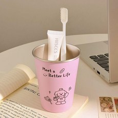 304不鏽鋼防摔卡通蛋糕小狗漱口杯, 1個, 蛋糕小狗-粉色款-彩色不鏽鋼杯,304不鏽鋼彩色款