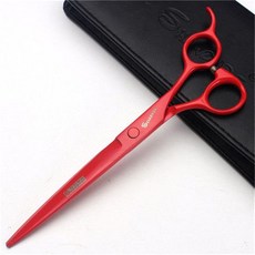 專業寵物美容剪刀7寸泰迪狗狗剪毛剪刀套裝 (平剪/V齒牙剪/翹剪/彎剪), 紅色 7寸平剪, 1個