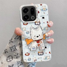 創意小狗搖搖樂防摔手機殼, 1個, 披風小狗+黃巾狗支架,OPPO 3