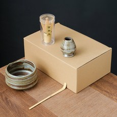 JODDA 도자기 말차 그릇 비주얼 차를 주문하는 도구 일본계 찻종 신상품, 핸드메이드 도자기/갈색, 4건, 1세트