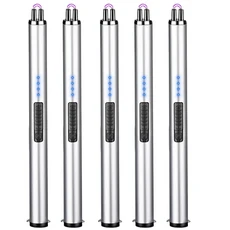 6팩 전기 방풍 라이터 타입-C 휴대용 충전식 흡연 액세서리 크리스마스 에, 13 Silver - 5 pc