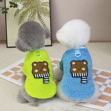 新款卡通印花寵物加絨衛衣 秋冬套頭寵物絨衣 Y3MD, 綠色,XL, 1個