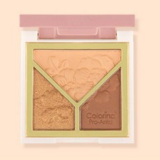 瑞麗 迷你三色雕花眼影盤 - 珠光啞光修容腮紅多用彩妝盤, 4#芬德拉玫瑰, 1個