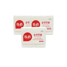 B&B 비앤비 순면 유아면봉 사각, 100개입, 3개