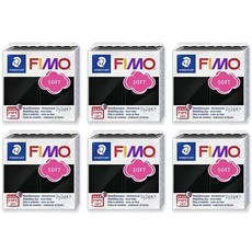 FIMO 소프트 폴리머 오븐 베이킹 모델링 클레이 - 57g 블록 6개 세트 블랙, 스테들러 FIMO 소프트 폴리머 오븐 베이킹 모델링 클