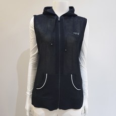 루이까스텔 골프 여성 여름 50% 컬러풀 스카시 후드 스타일리시한 니트 조끼 베스트 (블랙)