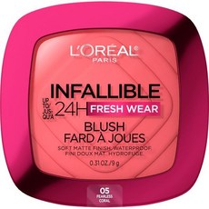 L'Oreal Paris 로레알 파리 인팔리블 업 투 24H 프레시 웨어 소프트 매트 블러셔 블렌더블 롱-래스팅 및 방수 치크 메이크업 피어리스 코랄 05 0.31 온스, 두려움 없는 산호, 0.31 온스 (1개 묶음), 1개
