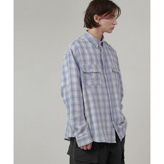 매장정품 굿라이프웍스 GLW 오버핏 투 포켓 체크 셔츠 블루 GS01BL 142985