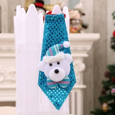 聖誕派對裝扮 閃亮馴鹿造型領帶 節慶裝飾配件, 1個, 藍色白熊