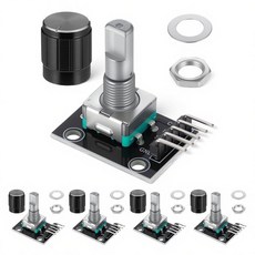 FdcLixuvol KY-040 로터리 인코더 모듈 5개 360도 회전 15 x 16.5mm 손잡이 캡 브릭 센서 모듈 선풍기 조명 제어 등용 블랙 129836, FdcLixuvol KY-040 로터리 인코더 모듈 5