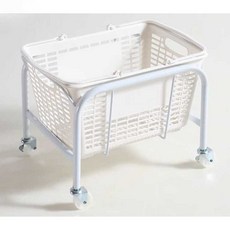 장바구니 받침대 바구니 거치대 선반 마트 카트 쇼핑, 1개, 4. 흰색 소형 바퀴 있음