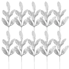 인공 반짝이 잎 크리스마스 트리 화환 장식품 시뮬레이션 올리브 가지 DIY 선물 포장 30 개 1 개, 01 은, 04 5PCS