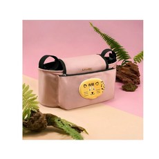 Kidmory 有種可愛 推車置物袋，大容量多隔層，耐磨防水，適用多款推車, 石虎（粉）, 1個