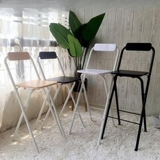 사각 홈바 바스툴 접이식 스탠딩 아일랜드식탁의자 등받이 바의자 체어 높은 키높이, 60CM 블랙 나무