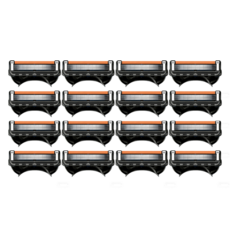 블랙주황 프리미엄 5중 질레트 면도날 프로글라이드 호환 날카로운 면도기, 16개입, 1세트