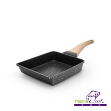 【mama cook】鈦晶黑礦木紋不沾玉子燒鍋18cm/IH電磁爐適用, 1個