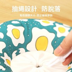 防水貓咪棉脖套伊麗莎白圈 狗狗頭罩防舔防抓 寵物美容防護脖圈, 1個, 防水脖套-白底貓,XS（約4斤內用）