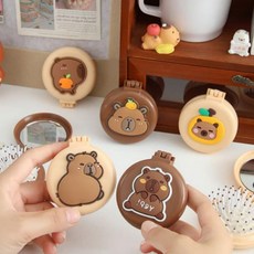 카피바라 거울빗 접이식 손거울 휴대용 브러쉬 거울빗 캐릭터 접이식, SN.카피바라거울빗 힘내바라