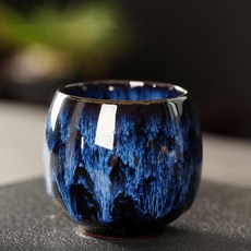 크리 에이 티브 세라믹 컵 8 색 쿵푸 차 그릇 가마 변환 워터 일본식 Drinkware 도자기, 02 Dark Blue, 1개