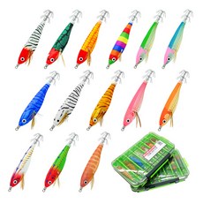 쭈꾸미 갑오징어 문어 수평 야광 에기14종 고급 전용보관박스 MJ, 1세트, 에기 14종, 530g