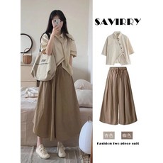 夏裝微胖顯瘦多巴胺穿搭裙褲套裝，小個子闊腿休閒兩件套，夏季時尚女裝