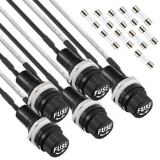 JAMHER 5x20mm 프리솔더 와이어 패널 장착형 퓨즈 홀더퓨즈 포함 5팩 스크류 캡 홀더 250V AC 10A 125V 15A 12V DC 10A15A 패스트 블 5*20mm, 1세트