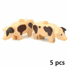 MOC 시티 동물 시리즈 정장 귀여운 갈매기 펭귄 오리 치킨 고양이 돼지 토끼 빌딩 블록 교육 완구 어린이, 65 5pcs pig E