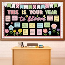 봄 게시판 장식 긍정적인 꽃 나비 종이 컷아웃 영감을 주는 This is Your Year 게시판 세트 봄벌 꽃 포스터 학교 수업 칠판 벽 장식 선물, Spring