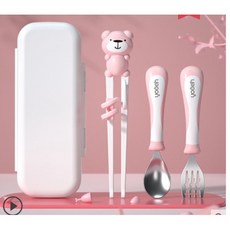 啵比小舖幼兒園寶寶湯匙筷子組 安全無毒學習餐具, 粉色, 1個