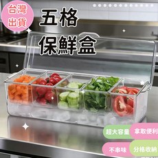 五格 保鮮盒 分隔收納 廚房收納, 透明, 沙拉盤