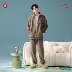 廠家下殺價 澳毛複合絨男士睡衣套裝，冬季加厚保暖家居服，雙面絨親膚舒適，可外穿