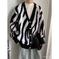 RWWB 開衫男 黑白條紋 v領毛衣男 秋冬季日系復古慵懶風針織衫 潮牌撞色開衫外套