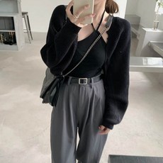 울 니트 크롭 볼레로 가디건 여성 간절기 패션