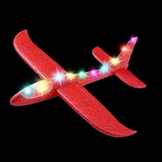 LED 에어글라이더 불 나오는 스티로폼 비행기 대형 48cm, 레드, 1개