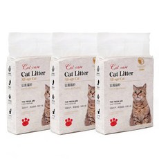 고양이 빨래대 무분말 냄새 제거 빠르게 응집 친환경적이고 청소하기 쉬운 100% 분해 가능 식물성 고양이 빨래대, 우유 향, 3개