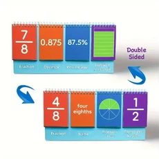 1 세트 수학 분수 인터랙티브 플립 캘린더 양면 분수 및 동등한 플립 차트 분수 연산 학습 카드, 01 1 set