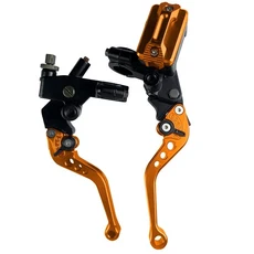 CNC 한 쌍의 78 22mm 범용 오토바이 브레이크 마스터 실린더 레버 케이블 클러치 저수지 스쿠터 스포츠 먼지 자전거, [14] orange A